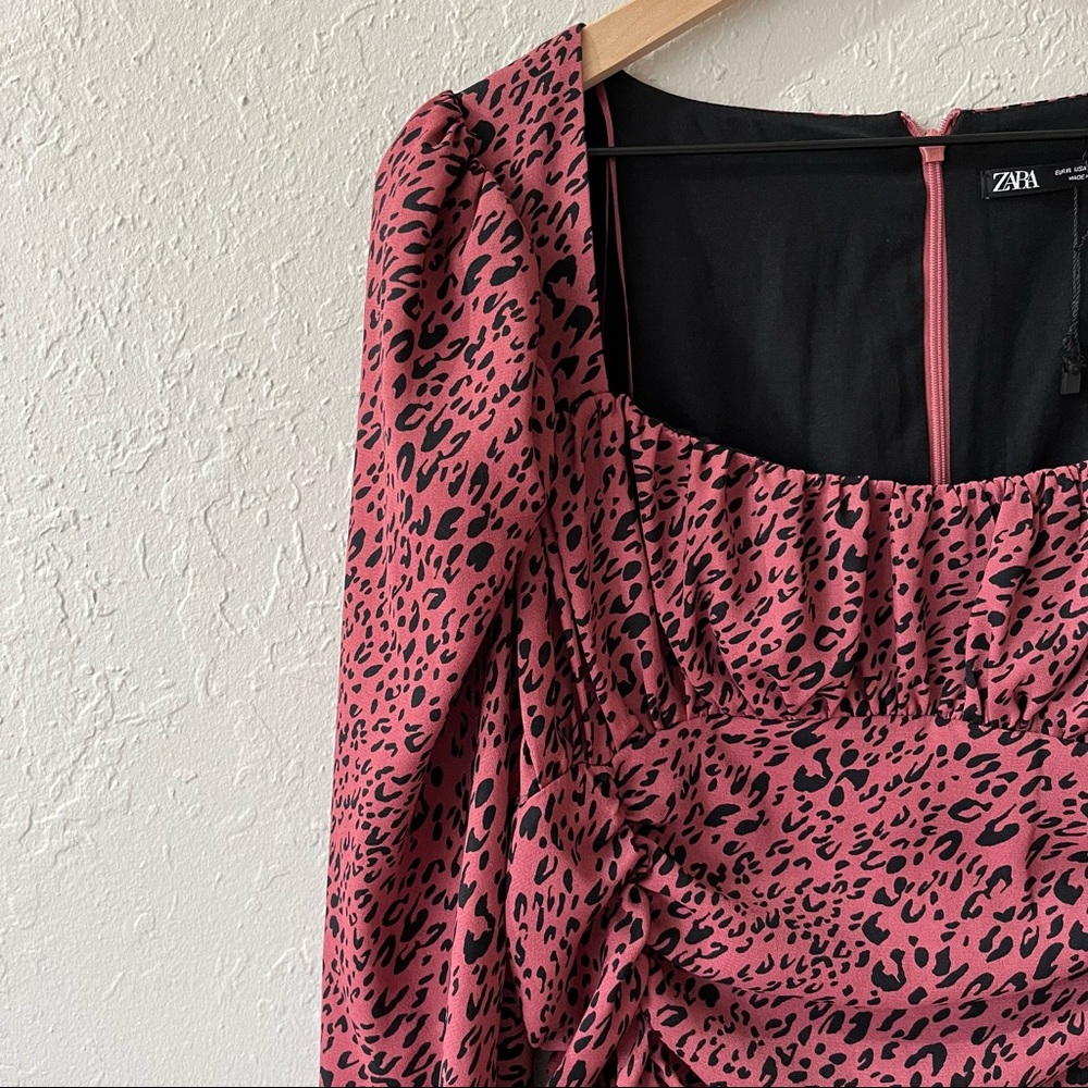 NWT Zara Marsala Ruching Dress XL - Picture 4 of 8